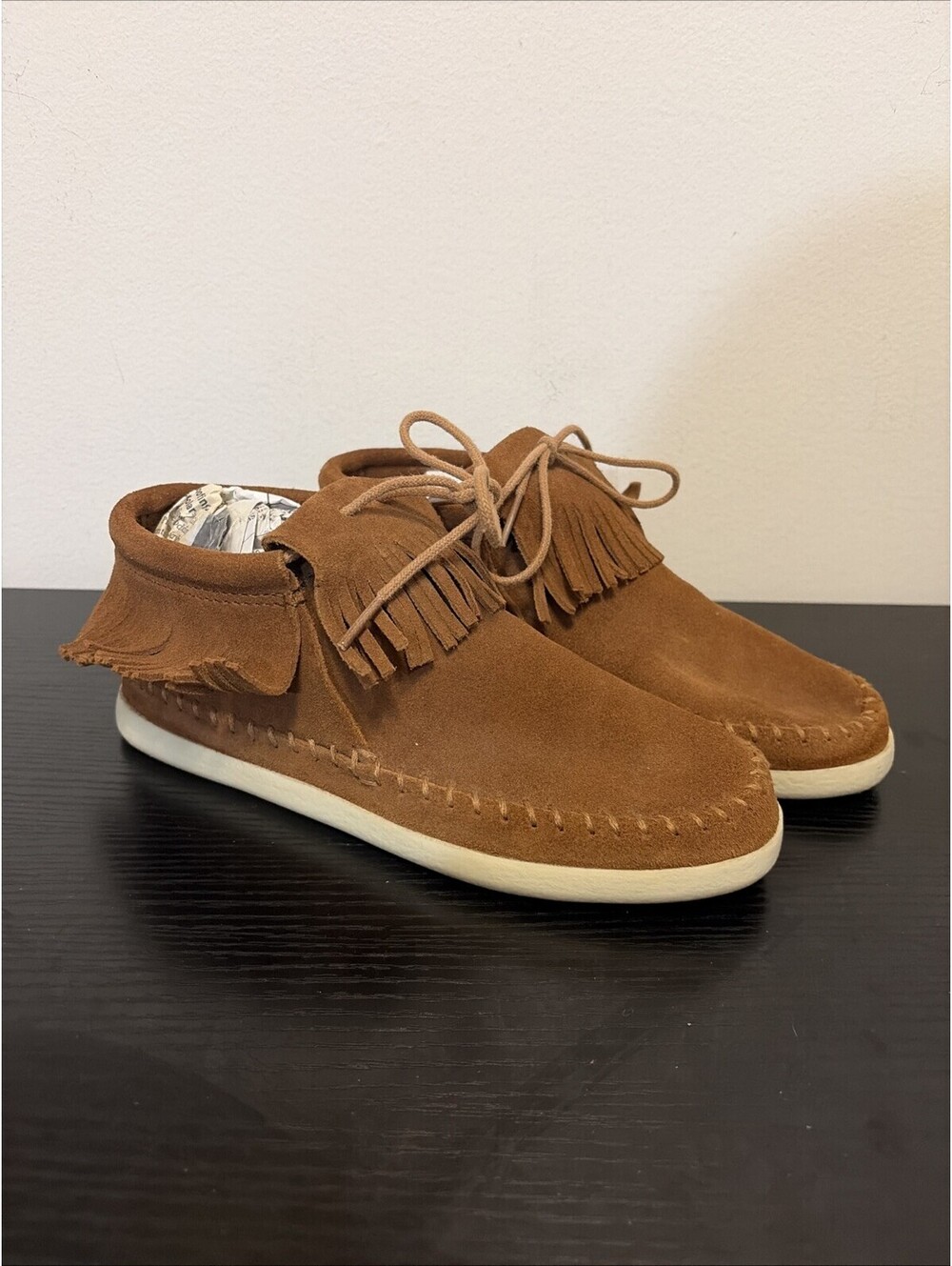 Minnetonka Womens Venice 452T Brown Suede Fringe Ankle Moccasin Boots Size 6